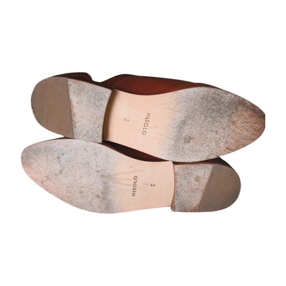 Nisolo Emma d'Orsay Oxford Leather Flats Brandy Brown Womens 8 Pointed Toe - Picture 7 of 9